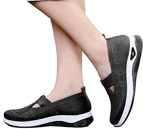 Stafeny Zapatos ortopédicos para Mujer - Zapatos sin Cordones Manos Libres - Senderismo al Aire Libre para Mujer, Zapatos ortopédicos Transpirables，Negro, 39