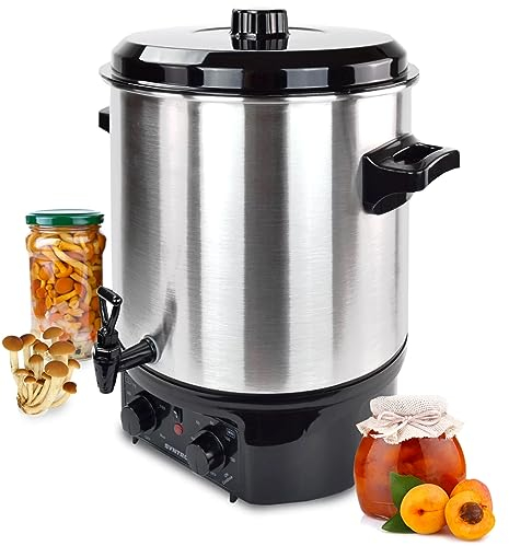 Syntrox Einkochautomat Glühweinkocher Vintel 27 Liter Edelstahl, Wasserkocher, Multikocher, Heißwasserspender, Zapfhahn für Flüssigkeiten, 2000 Watt Heizelement