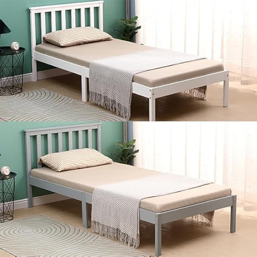 AVC Designs Single Pine Bed Frame 3ft White Wooden Shaker Style Modern Bedroom Furniture For Adults, Teenagers and Kids Grey (White)