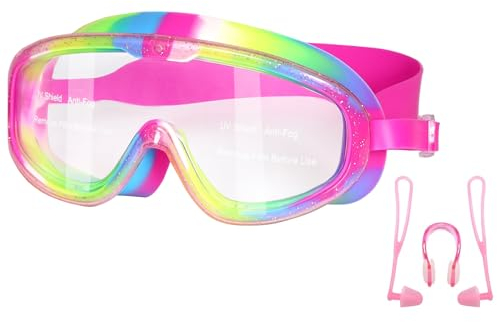 BOUTIKS® Taucherbrille Kinder, Schwimmbrille Kinder, Kid Taucherbrille Tauchmaske mit Ohrstöpsel & Nasenklammern Mitgeliefert, Schnorchelmaske für Kinder, 4-12 Jahre, Bunt