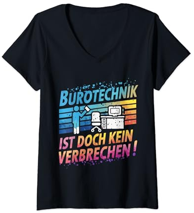 Damen Bürotechnik ist doch kein Verbrechen | Deutsches Meme T-Shirt mit V-Ausschnitt