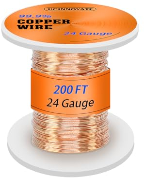 UCINNOVATE 24 Gauge reinen Kupferdraht, 99,9% reinen Kupferdraht 0,5mm Durchmesser 61m solide weiche Kupferdraht für Schmuck machen Handwerk, flexible Kupferdraht Schmuck Draht Elektro Gartenarbeit