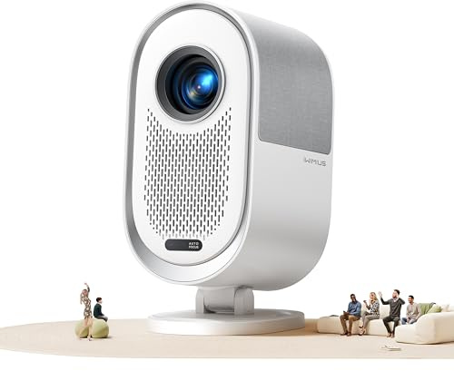 Home Theater Projector with Dolby Audio & 20W Speakers, 1080P 4K Supported WiFi6 Projector with Bluetooth & HDMI ARC, Auto Focus Projector for Family Movie Nights (White)