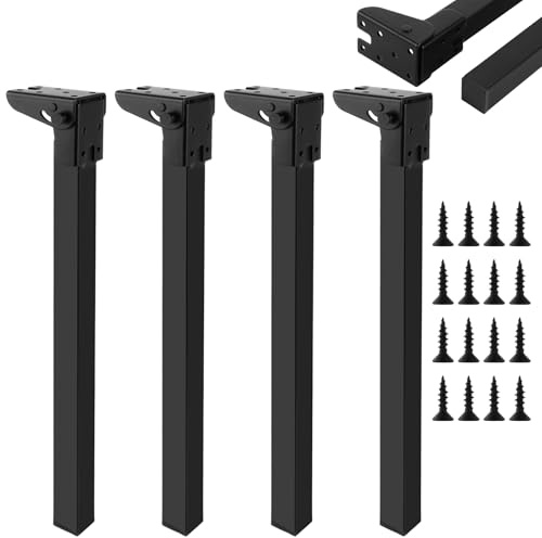 MUXHEL 4 patas de mesa plegables, 40 cm, metal negro, 4 piezas