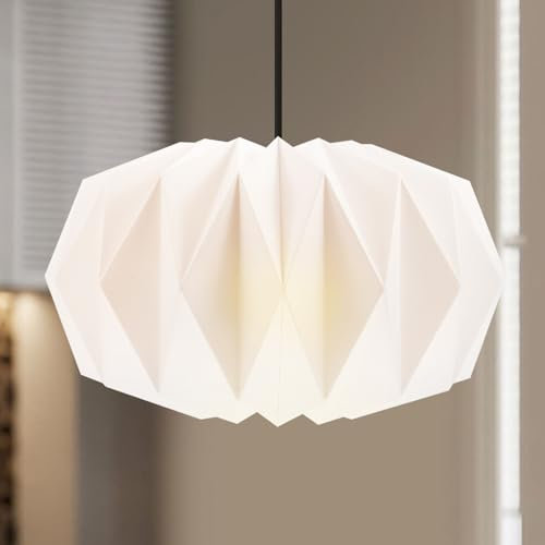 WANDGU Abat-jour en papier créatif nordique, lanterne décorative en papier, design origami, abat-jour moderne rond pour suspension