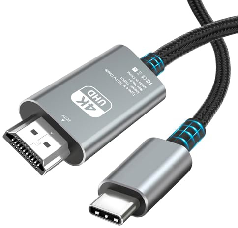 AXFEE USB C till HDMI-kabel, 2 m 4K, 60 Hz, ultrahög hastighet, UHD HDMI-kabel, kompatibel med i-Phone 15-serien, MacBook Pro/Air, Mac Mini, iPad Pro/Air/Mini, Galaxy S23/S22/S21
