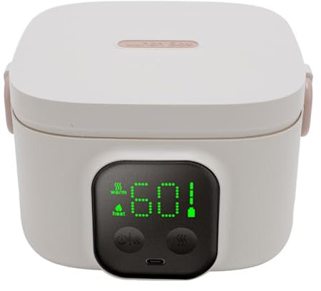 Elektrisk Lunchlåda, 500 Ml Mat Varmare Uppvärmd Lunchlåda med Rostfritt Stålskål, 7 Växlar Timer Snabb Uppvärmning Konstant Temperaturisolerad Lunchlåda för Arbetsbilförare Gåvor