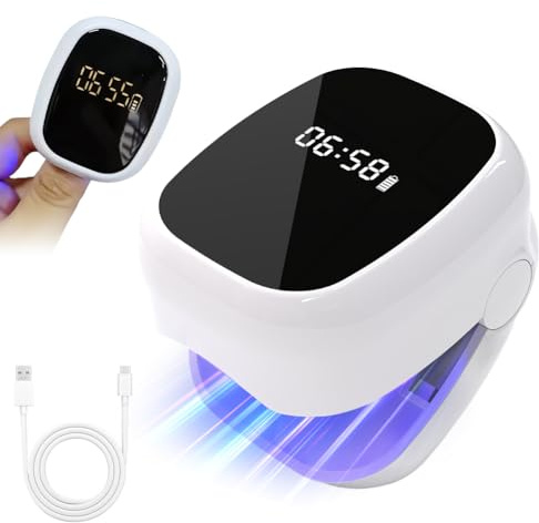 Dispositivo láser para hongos en las uñas, con 4 luces azules y 2 luces rojas, tratamiento de hongos en las uñas con LCD USB, recargable, para múltiples uñas y uñas de los pies (blanco)