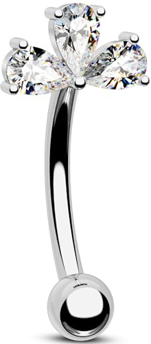 OUFER 16G Blume Curved Barbell Piercing Chirurgenstahl 316L Klar CZ Knorpel Ohrpiercing 8 mm Eyebrow Ring Helix Earring für Damen