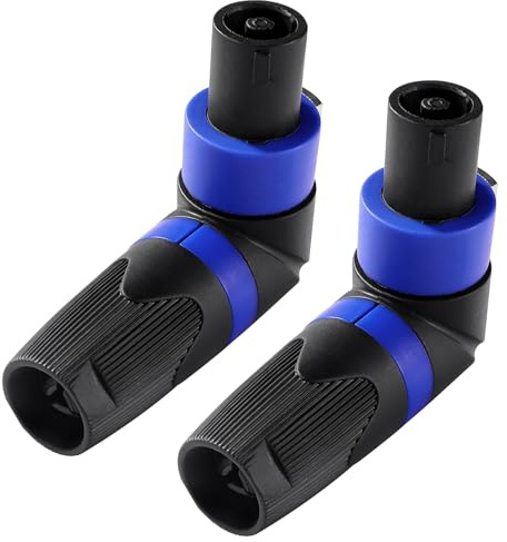 KUOQIY 2 Pezzi 4 Poli Angolo Retto Speakon Maschio Connettore, Speakon Adattatore per Cavo, Spina per Altoparlanti Twist Lock, con Cacciavite, Compatibile con NL4MP, NL4FC, NL4FX, NLT4X