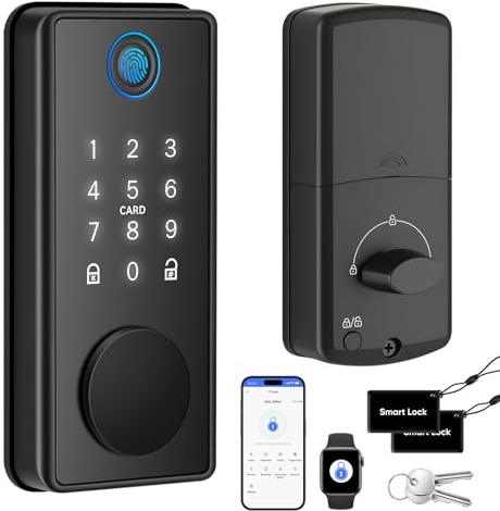 Cerradura Inteligente, Entrada Sin Llaves y Huella Digital, para Puerta Principal, Control por App, Teclado Táctil, Compatible con Apple Watch, Apertura/Cierre con un Toque, Detección Automática Izqui