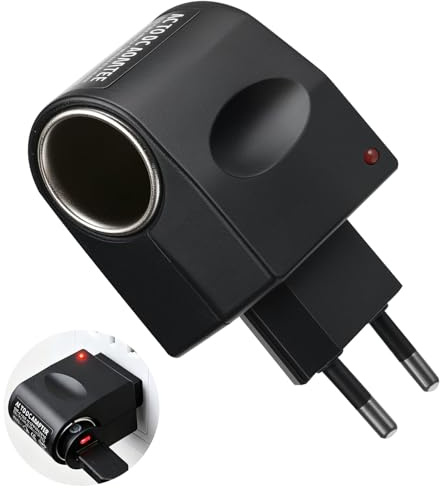 Adaptateur Allume Cigares Secteur pour Voiture 220V vers 12V 500 mA, Convertisseur Prise Courant Murale Chargeur Allume Convertisseur de Tension d'alimentation CA à CC EU Plug