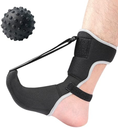 ADDLIVE Tutore Fascite Plantare, Tutore Piede Cadente, Stecca Notturna per Fascite Plantare con Massage Ball per Sperone Calcaneare, Calzini per Fascite Plantare, Nero