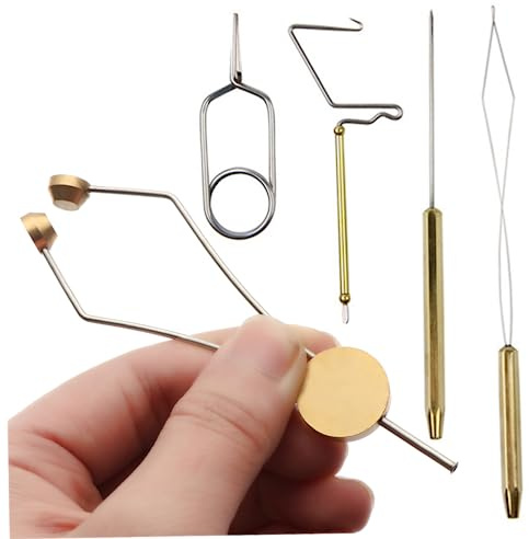 Pineeseatile Strumenti per Legare Mosche, Kit per Legare Mosche 5 Pezzi/Set Bobine in Acciaio Strumenti Bobine Lisce con infila Bobina Accessori per Esche per l'attrezzatura, Starter Kit