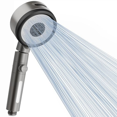 Magichome Alcachofa de Ducha con Filtro, 6 Modos de Rociado, Cabezal de Ducha Giratorio 360° y Botón de Pausa ON/OFF, Elimina Cloro e Impurezas para el Cuidado de la Piel y el Cabello