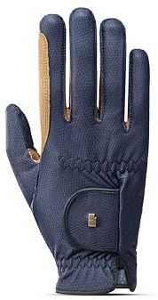 Roeckl Sports Guanto da equitazione Malta, guanto estivo da torneo, blu/caramello 10,5
