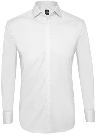 Tina Ferrà Camicia Uomo Elegante Tinta Unita Regular Camicie da Uomo in Cotone Manica Lunga, Camicia Uomo con Bottoni, Camicia Artigianale Sartoria Napoletana (Bianco 42)