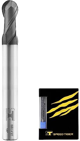 SPEED TIGER Micrograin Carbide Ball Nose End Mill - 2 Flute - ISB1/8 2T (5 Pieces, 1/8) - for Milling Alloy Steels, Hardened Steel, Metal – Mill Bits Sets for DIYers & Professionals