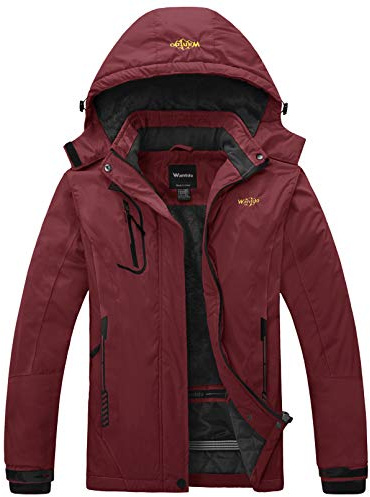 Wantdo Damen Berg Ski Jacke Wärmer Winter Fleece Mäntel Wasserdichter Atmungsaktive RegenMäntel Outdoor Kapuzen Windbreaker Jacken