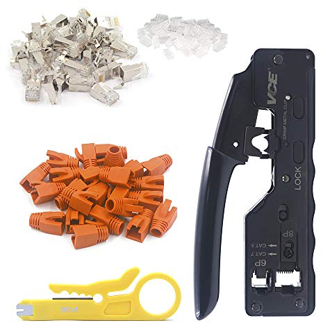 VCE GJ669BK RJ45 Crimpzange, Crimpwerkzeug, Reparaturwerkzeug für Netzwerkstecker CAT7 RJ45