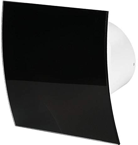Awenta 100mm Pull Cord Extractor Fan Shiny Black Glass Front Panel ESCUDO Wall Ceiling Ventilation