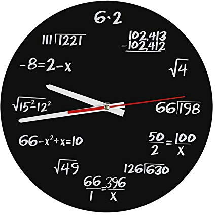 Matematisk väggklocka, en ny och unik matematisk ekvation klocka varje timme är markerad med en enkel matematisk ekvation (11,8 tum (30 cm))