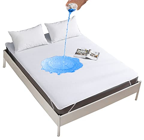 Aimtton 2er-Set Wasserdichter Matratzenschoner 90 x 200 cm Baumwolle atmungsaktive Matratzenauflage Matratzenschutz Weiß