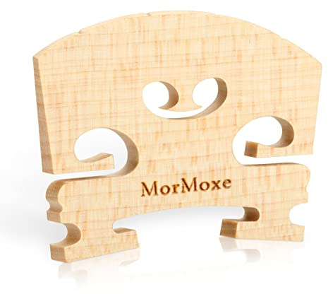MorMoxe Violin Bridge 1/2 Size - Hand-Carved Maple, Direct Fit, Fully Adjusted String Slots and Feet