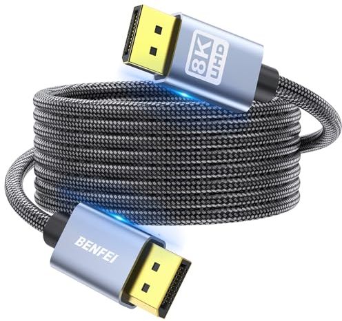 BENFEI DisplayPort to DisplayPort 1.8M Cable, DP to DP Male to Male Cable Gold-Plated Cord, Nylon Braided, Supports 8K@30Hz, 4K@60Hz, 2K@144Hz Compatible for Lenovo, Dell, HP, ASUS and More