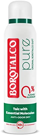 Borotalco Deo Pure Original - Bodyspray - 48 Stunden Wirksamkeit - Talc mit Essential Molecules - Formel gegen Schweiß und Gerüche - 0% Aluminiumsalze (ACH) - 0% Alkohol - Deo für Herren & Damen