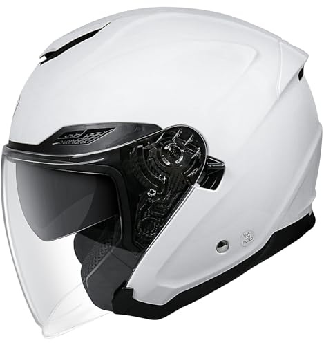 NENKI Casco Moto Jet ECE 22.06 Homologado，Casco Moto Abierto Custom Scooter para Mujer Hombre Adultos con Doble Visera