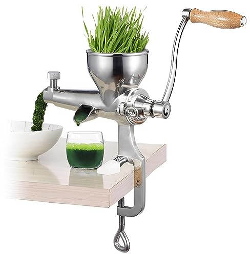 QUTBAG Extracteur de jus Manuel en Acier Inoxydable, Presse-Agrumes d'herbe de blé Portable de Bureau avec Tapis en Silicone, Outil d'extraction de jus de santé à Domicile