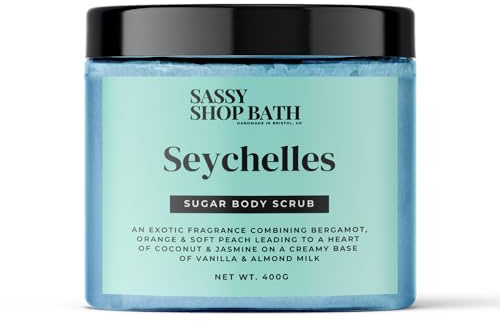 Sassy Scents Seychelles Sugar Body Scrub | Exfoliating + Hydrating | Soft Smooth Skin | 400g
