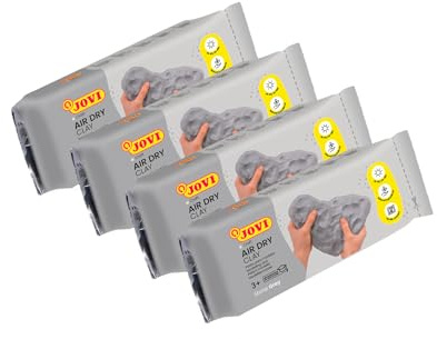 Jovi - Kit Air Dry de 4 unités - Pâte à modeler, séchage à l'air sans four, gris, 4 unités de 1 kg (P86G/4)
