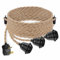 Industrial Triple Ceiling Pendant Light,Vintage Weatherproof Hanging Light Kit Fixture with Plug in Hemp Rope Cord,DIY Outdoor Fireproof Chandelier for garden, backyard,Living Room(3 Sockets)