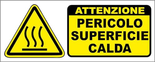 M-ITALY CARTELLO SEGNALETICO UNI - PERICOLO SUPERFICIE CALDA - Adesivo Extra Resistente, Pannello in Forex, Pannello In Alluminio (30x12, Plastica)