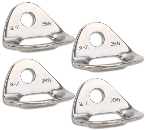 HERCHR 4Pcs Climbing Hangers, 25 KN Bearing Capacity Stainless Steel Expansion Nail Hanger Fixed PointAnchor Protection Hanger Plate Climbing Accessories Wall Ceiling Mount Bracket for Camping