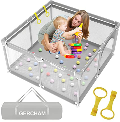 YUMBOT Transat Bebe Parc bebe,127x127cm parc enfant en tissu oxford,parc bébé avec maille Respirante,Parc de Jeu pour Bébé,2 anneaux de parc bebe,Centre d'activités pour Enfants
