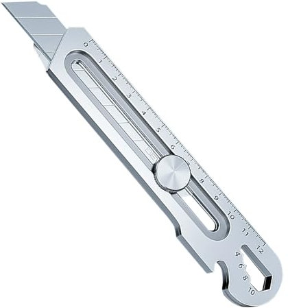 Cúter, Cuchillo Utilitario Retráctil, Cuters Profesionales De Seguridad, 7 en 1 Acero Inoxidable Multiusos Cutter Profesional para Cortar Papel, Cartón (B)