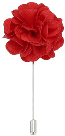 PATIKIL Pin de Boutonniere de Flores, Alfiler de Solapa para Hombres Flores de Camelia para Traje Boda Graduación Aniversario Accesorios de Atuendo, Rojo