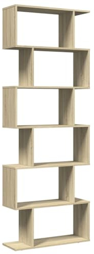 vidaXL Librería divisora 6 Niveles Madera Roble Sonoma 70x24x193 cm, estantería, estantería para Libros, librerías, estantería para Libros, librería