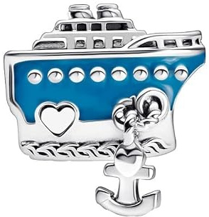 MARJS Love Boat I Love You Heart Ocean Sea Cruise Ship Anchor Sailor Charm Bead Pendant 925 Sterling Silver Dangle Compatible With Pandora Charm Bracelet