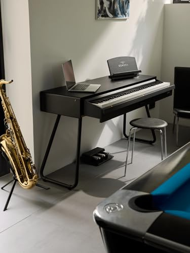Sonora 2 Digitalpiano, 88 viktade tangenter, hempiano med stativ, trippel pedal, notstativ, USB midiklänning och hörlursuttag, skrivbordspiano, utan bänk, svart