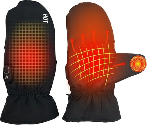 OBEST Guantes Calefactable Moto Mujeres Hombres, Guantes Térmicos Recargable Impermeable Pantalla Táctil, 3 Ajustes Temperatura Pantalla Digital, Calentador Manos Eléctrico Invierno Esquí Ciclismo
