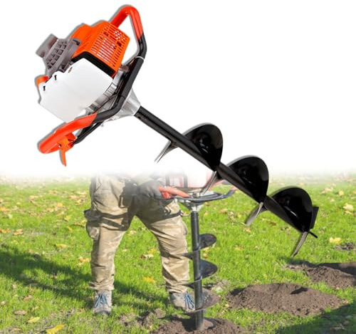 Glowdora Trivella A Benzina A 2 Tempi, Trivella per Pali di Recinzione da Giardino per Impieghi Gravosi, 3 Punte per Trivella, Trivella A Benzina per Scavi Efficienti in Frutteti, Giardini.,10cm（4in）