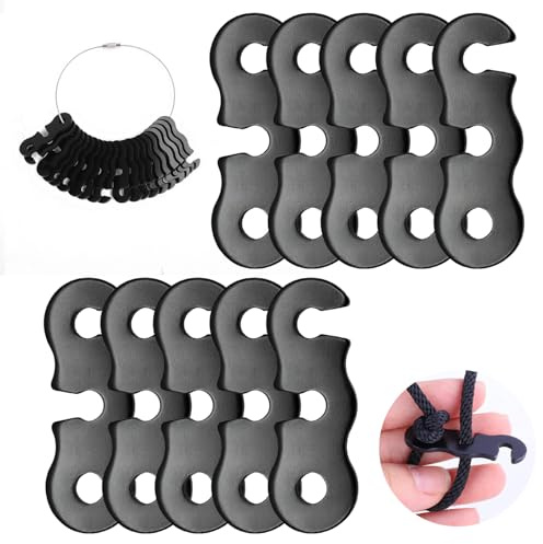 Mewflew Kit Tendeurs De Corde 22pcs avec 2 Anneaux en Acier – Tendeur De Hauban pour Tente, Bâche, Auvent, Camping – Tendeurs Réutilisables, Légers Et Robustes