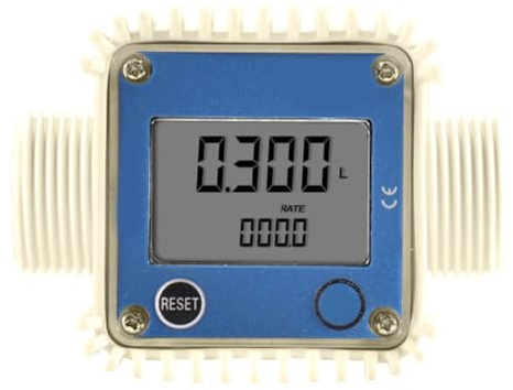Misuratore di portata digitale a filettatura esterna Dn25 per acqua dell'olio - Precisione ±1 10-100 L/min Gamma Plastica/Corpo in lega di alluminio con display LCD