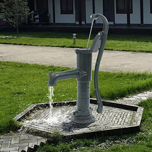 Cast Iron Well Hand Pump, Manual Water Pump, Old Fashioned Antique Design, Easy Installation, for Outdoor Garden, Yard, Pond and Backyard