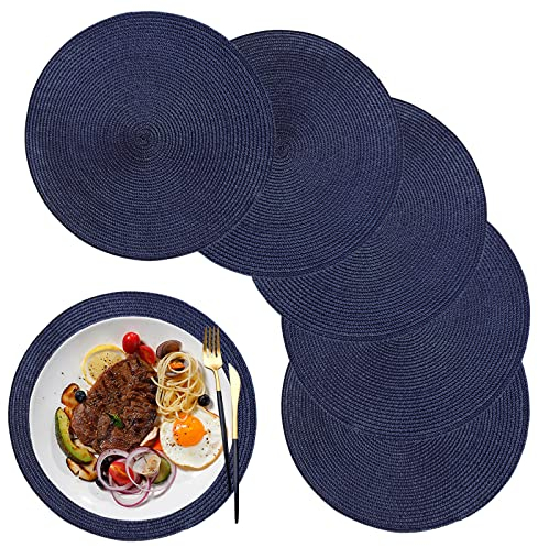 maifey Tischset Rund Platzset Abwaschbar Hitzebeständig Platzdeckchen für Geburtstags, Party, Hochzeit, Weihnachten(blau, 32cm)