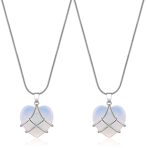 IDesign Opalite NecklaceBest Friend BFF Necklace for Women Friendship Birthday Gift Valentine's Day Gift For Her(2 pcs Opalite necklace)